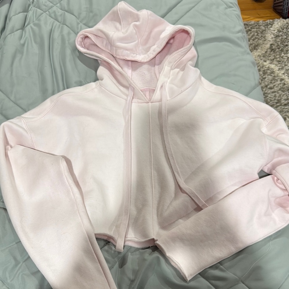 ALO Light Pink Cropped Hoodie